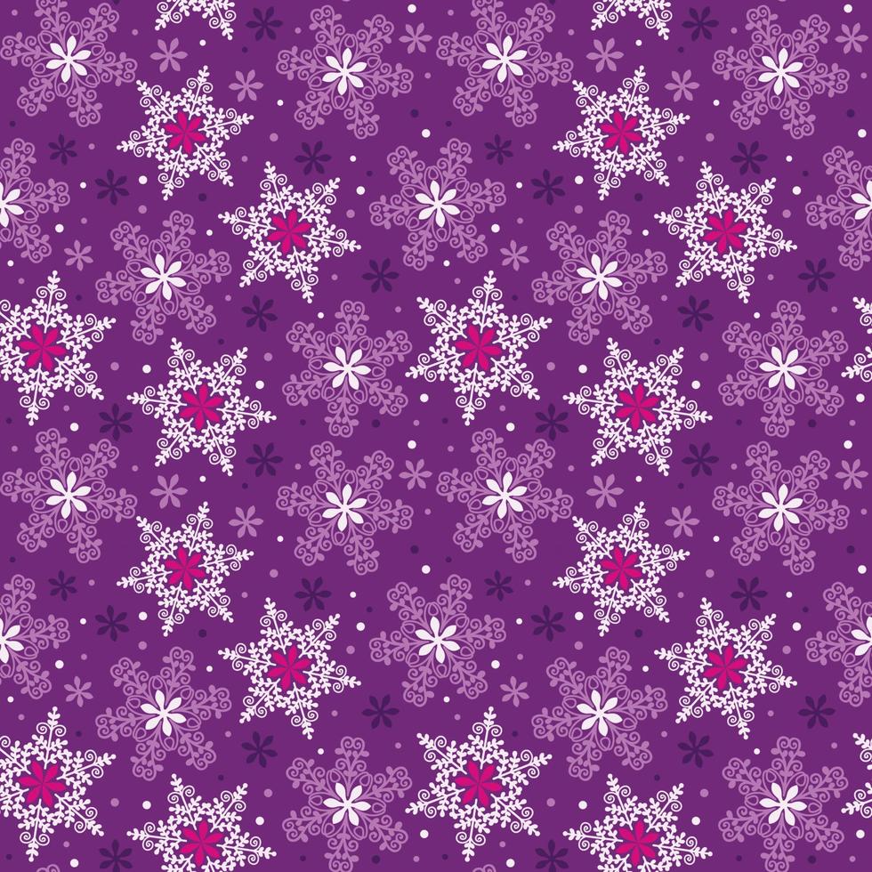 Seamless pattern of Velvet Violet Snowflakes vector