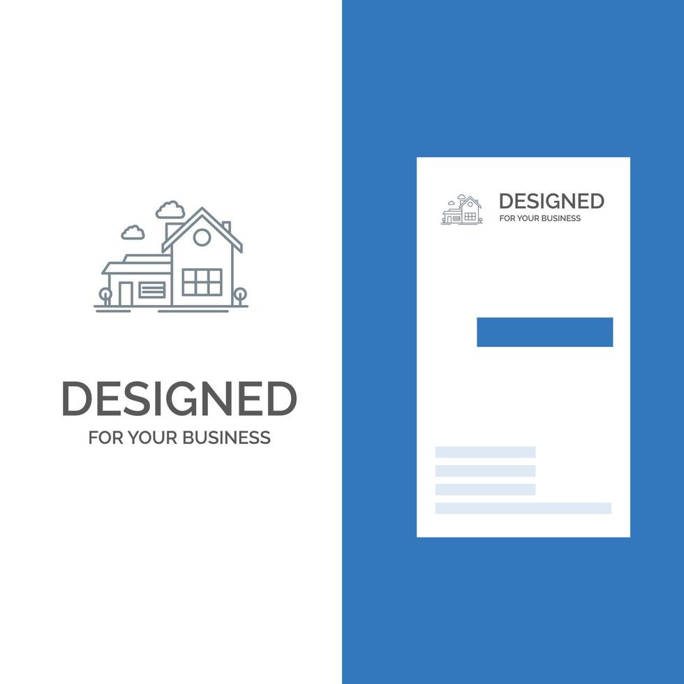 Home House Space Villa Farmhouse Grey Logo Design and Business Card Template vector