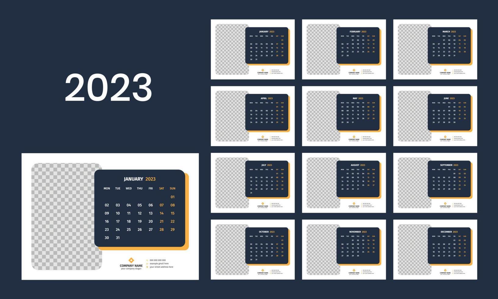 plantilla de calendario de escritorio 2023 vector