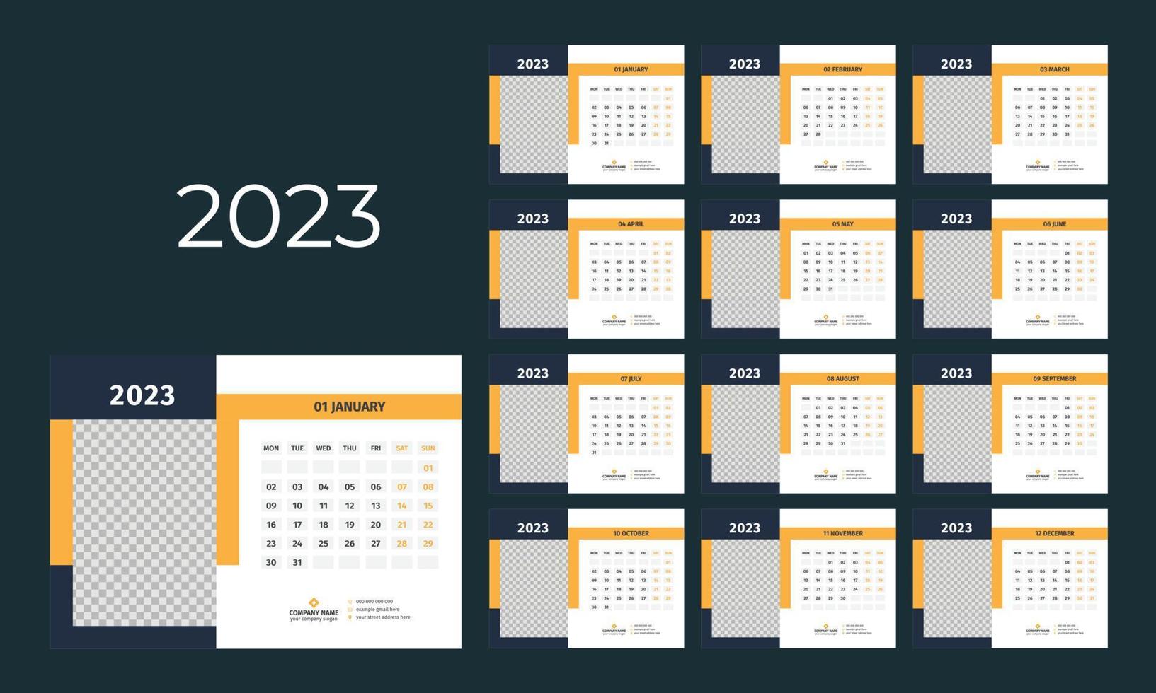 Desk Calendar 2023 Template 13345276 Vector Art at Vecteezy