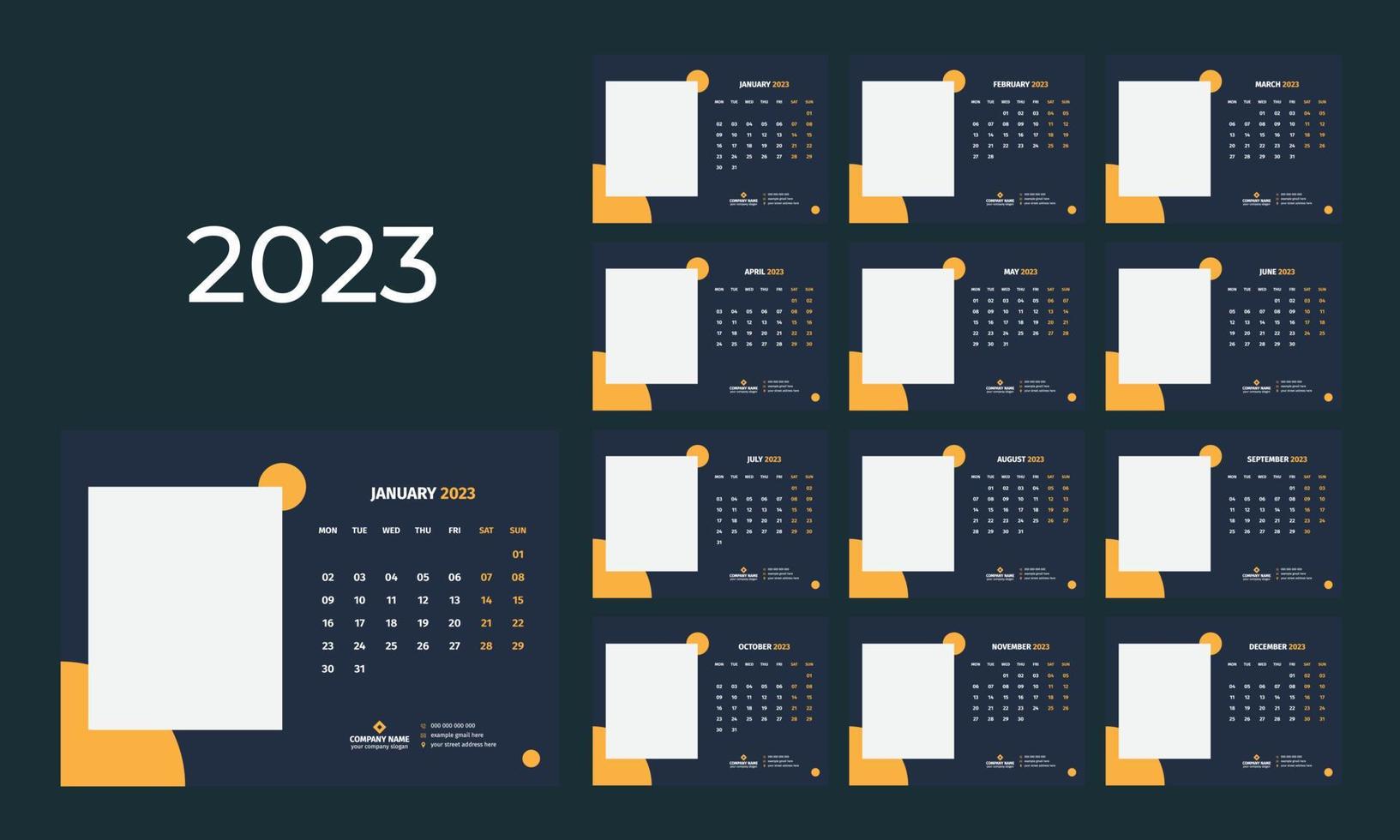 plantilla de calendario de escritorio 2023 vector