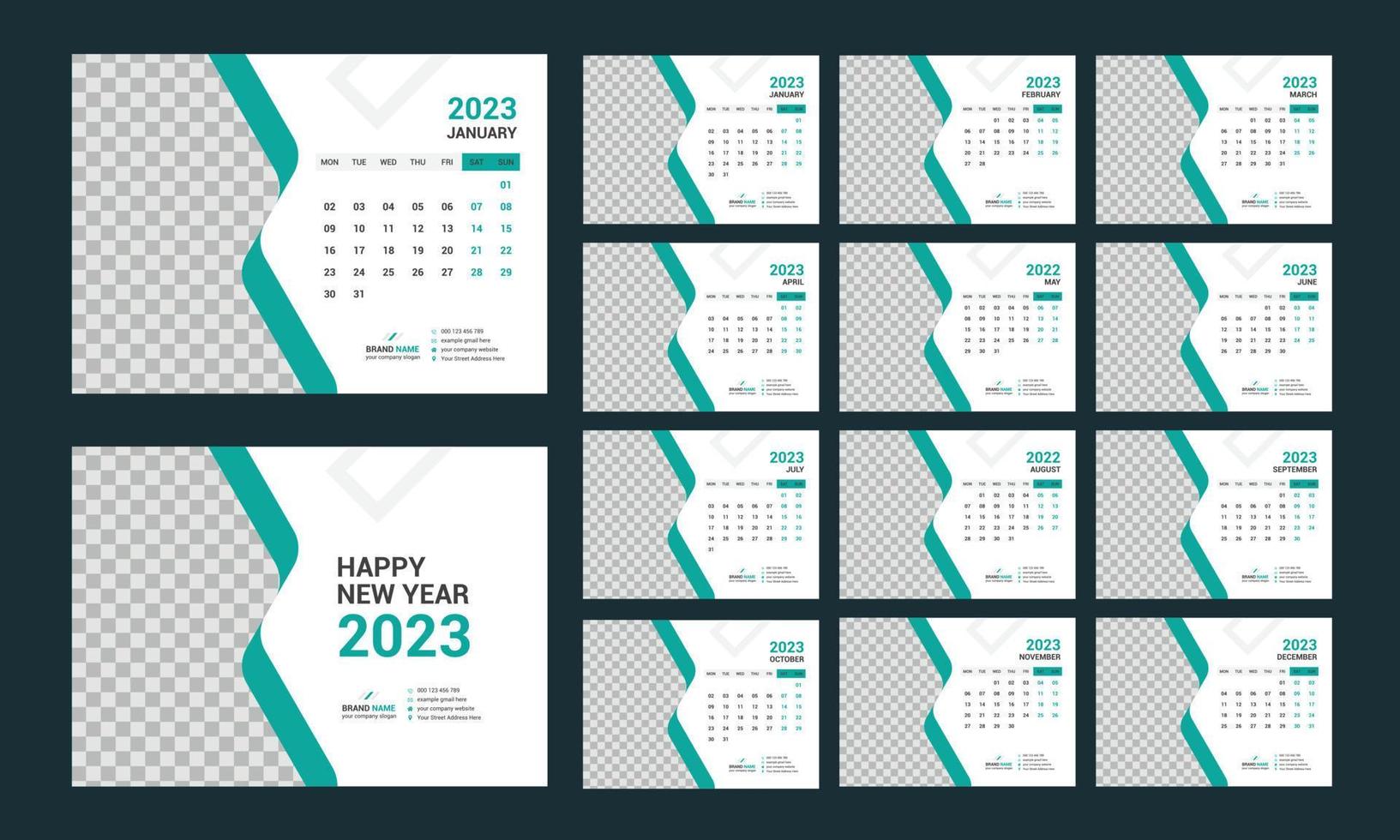 Desk Calendar 2023 Template vector
