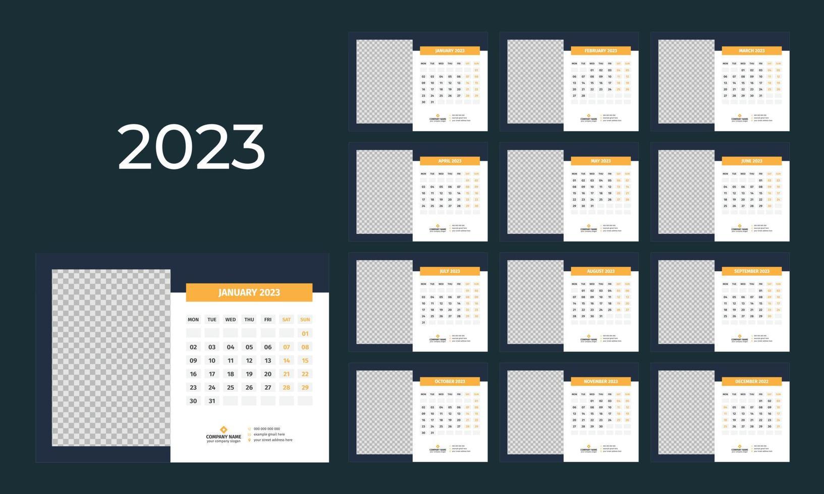 Desk Calendar 2023 Template vector