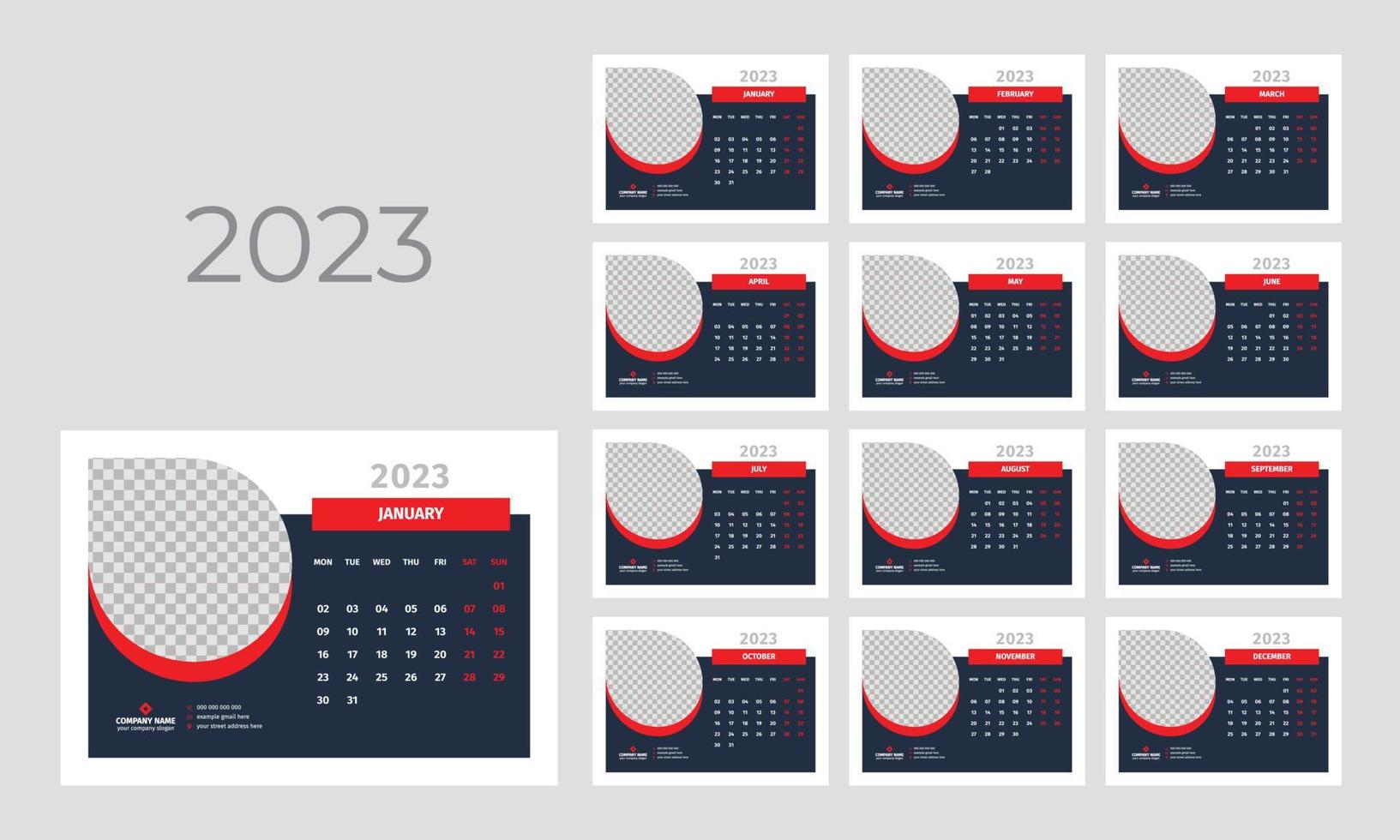 Desk Calendar 2023 Template vector