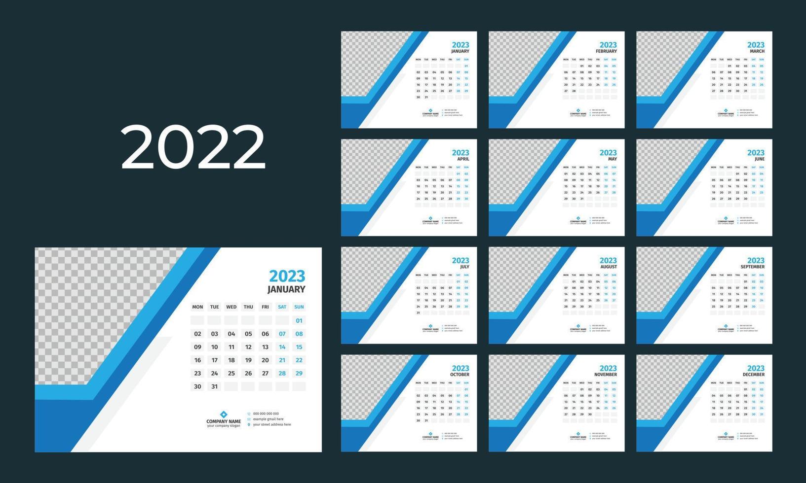 Desk Calendar 2023 Template 13345286 Vector Art at Vecteezy