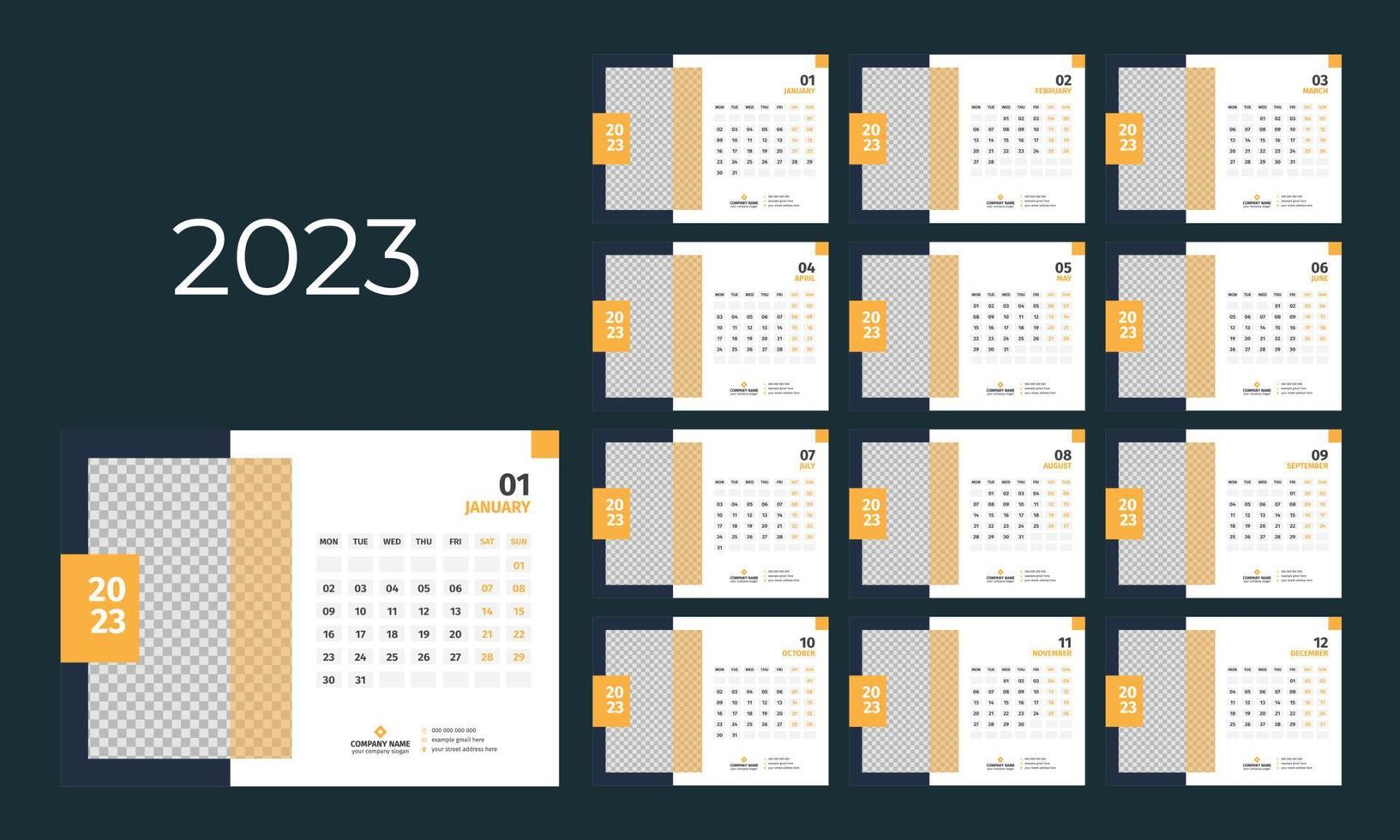 plantilla de calendario de escritorio 2023 vector