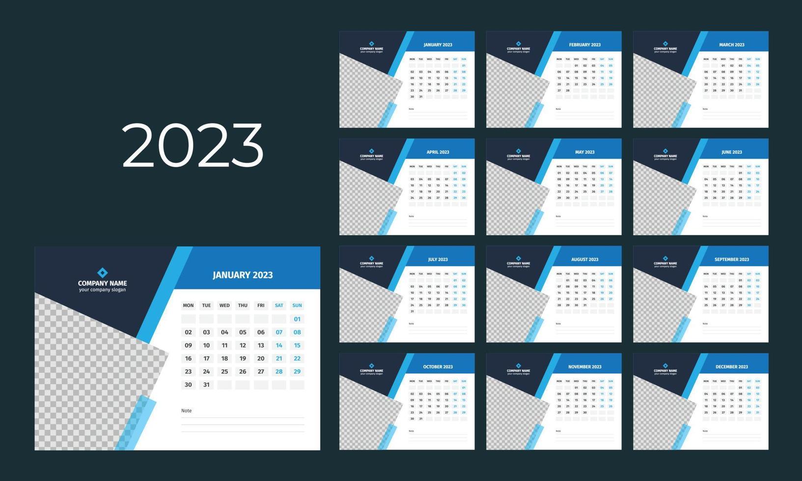 Desk Calendar 2023 Template vector