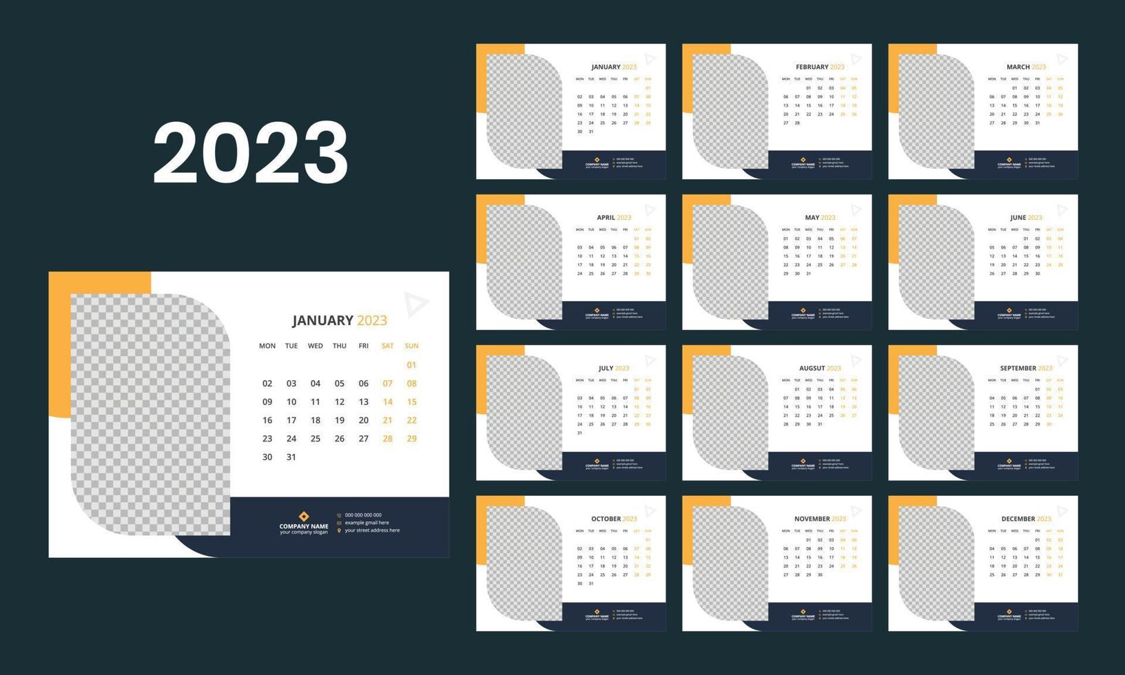 Desk Calendar 2023 Template 13345290 Vector Art at Vecteezy