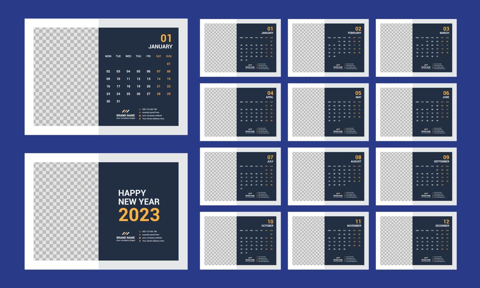 plantilla de calendario de escritorio 2023 vector