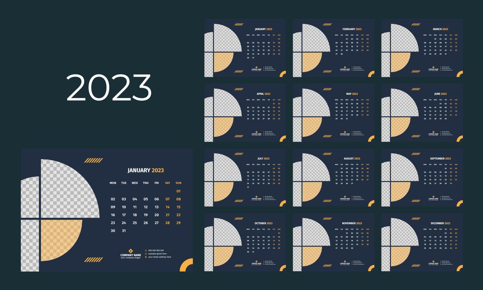 Desk Calendar 2023 Template vector