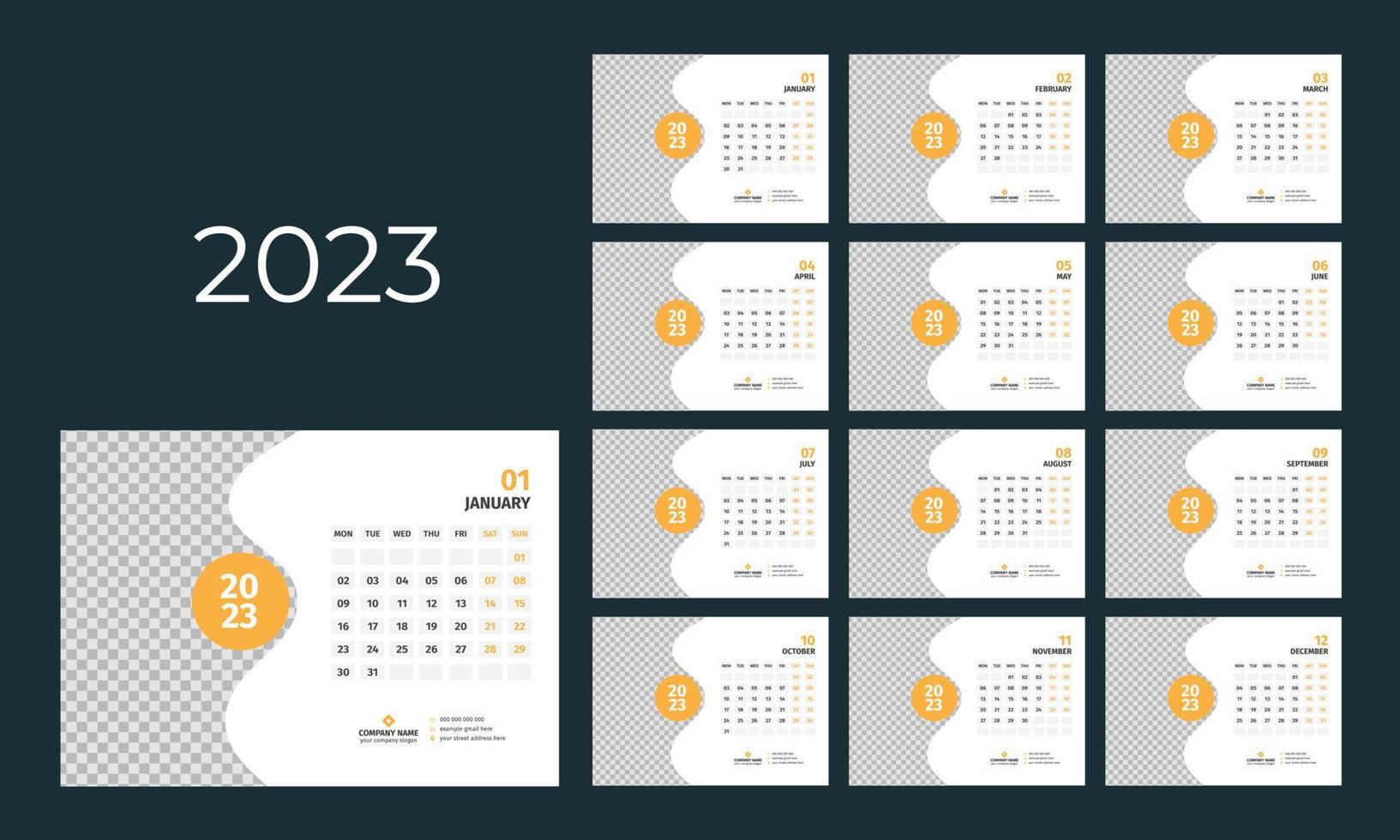 Desk Calendar 2023 Template vector