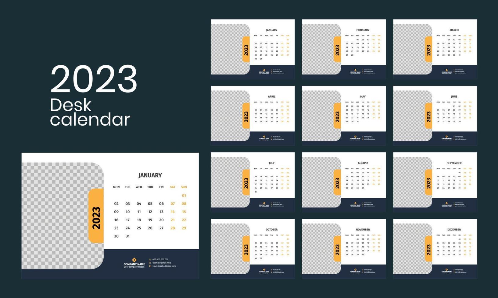 plantilla de calendario de escritorio 2023 vector