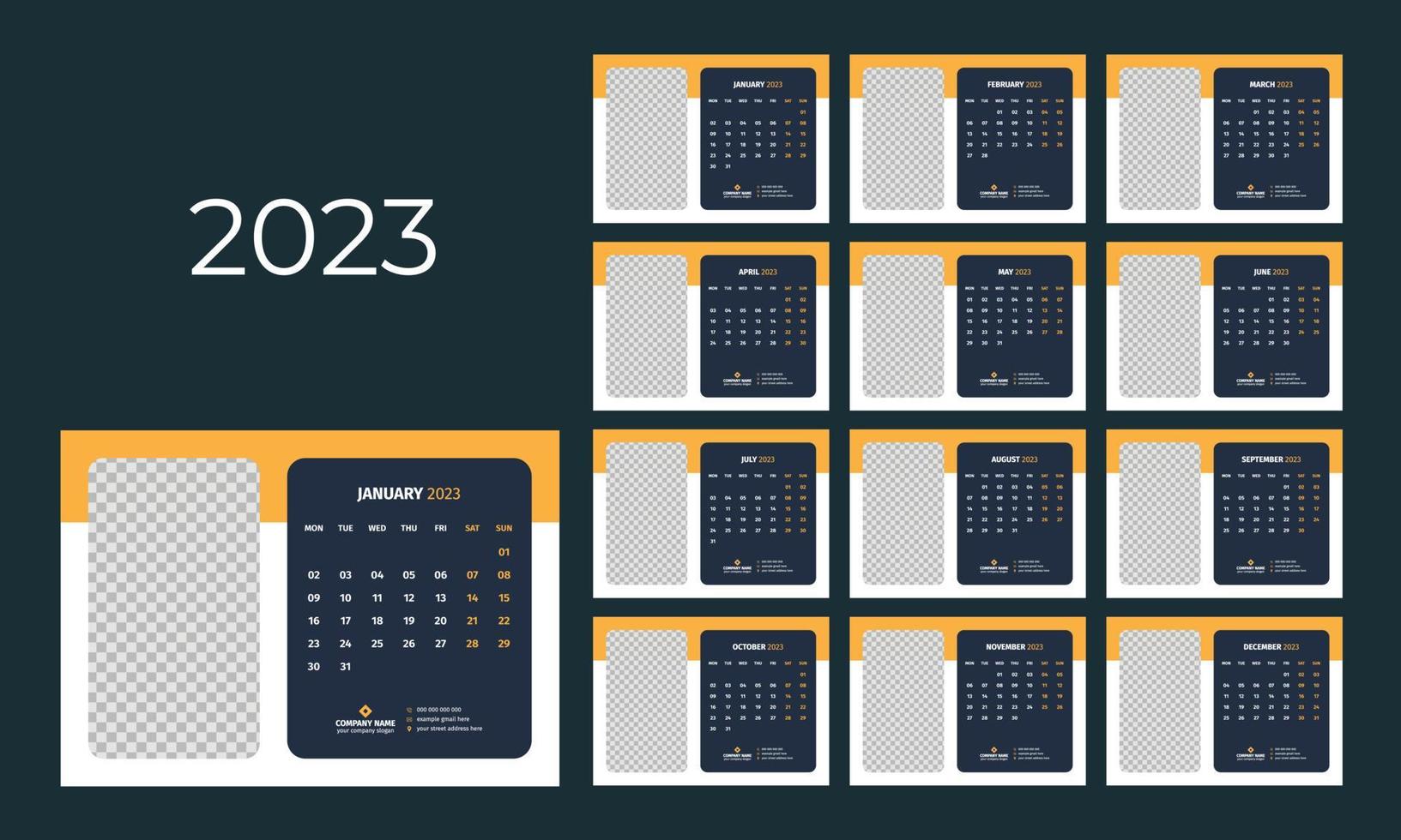 Desk Calendar 2023 Template vector