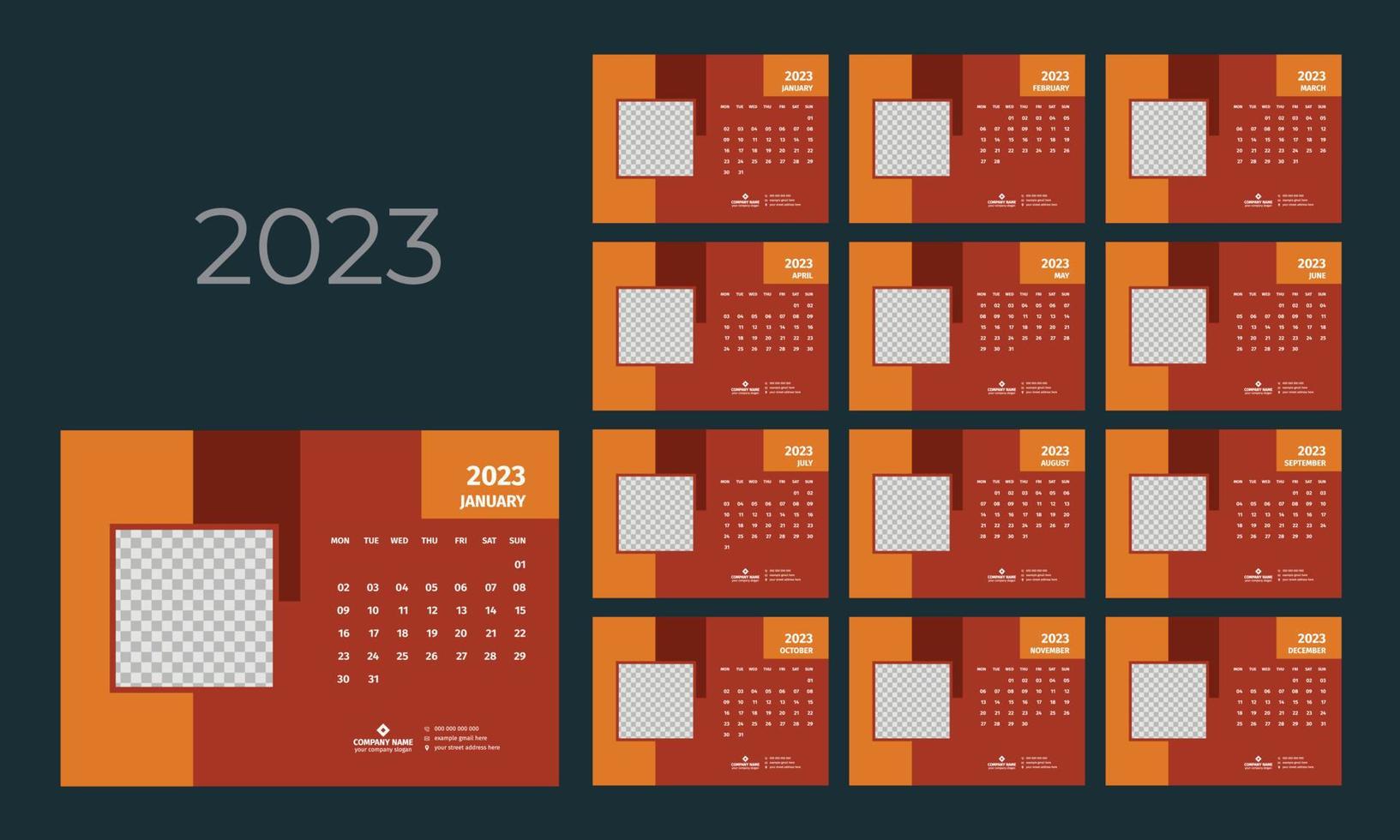 Desk Calendar 2023 Template 13345296 Vector Art at Vecteezy
