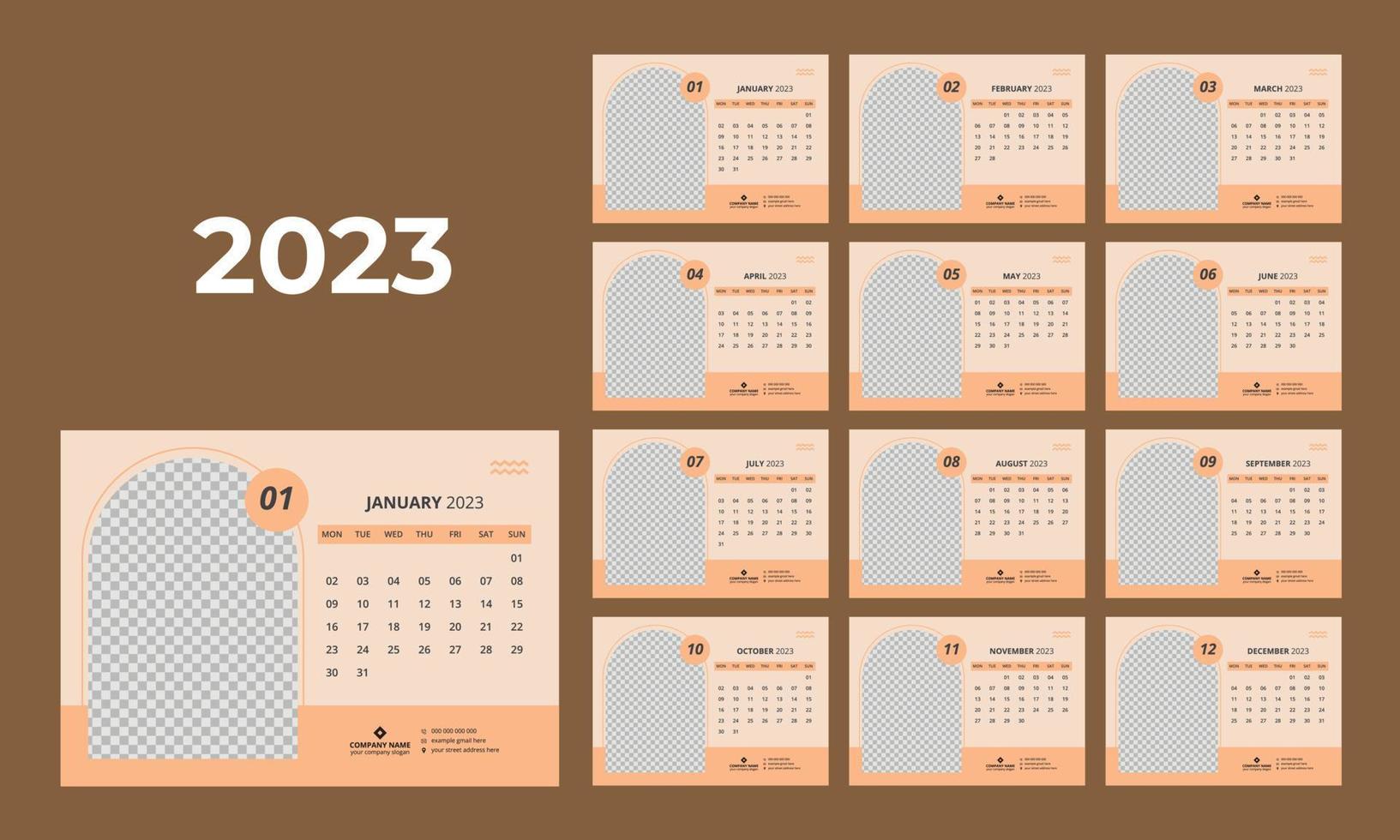 Desk Calendar 2023 Template vector