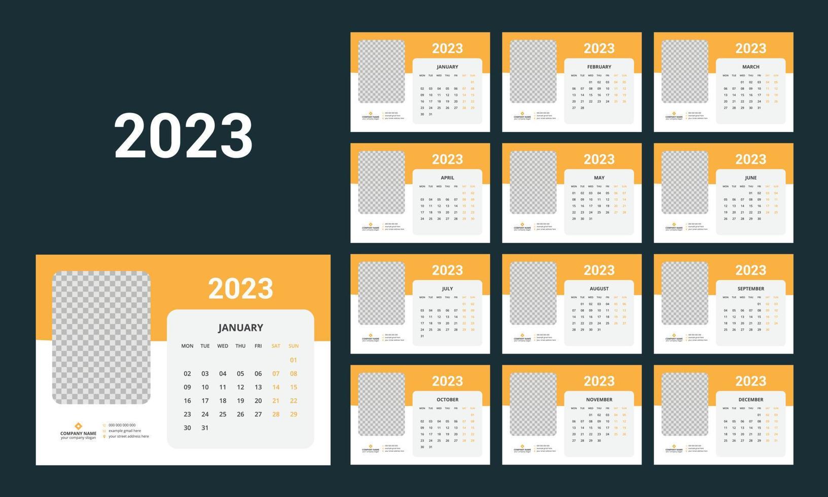 Desk Calendar 2023 Template vector