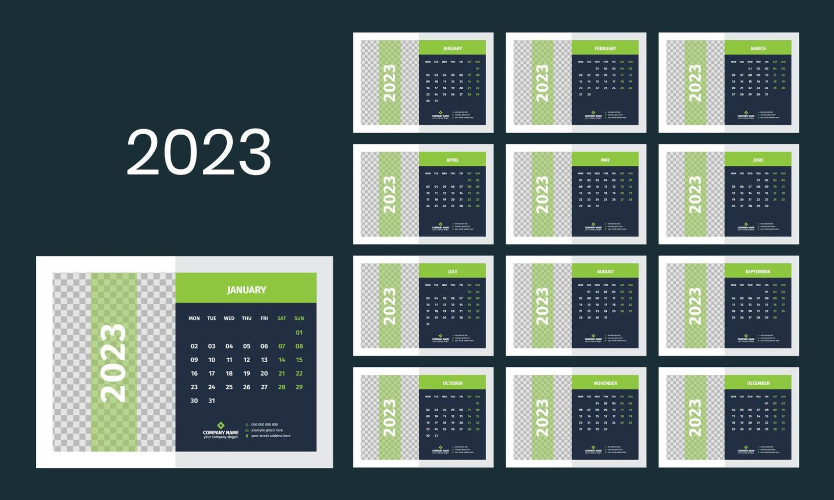 Desk Calendar 2023 Template vector