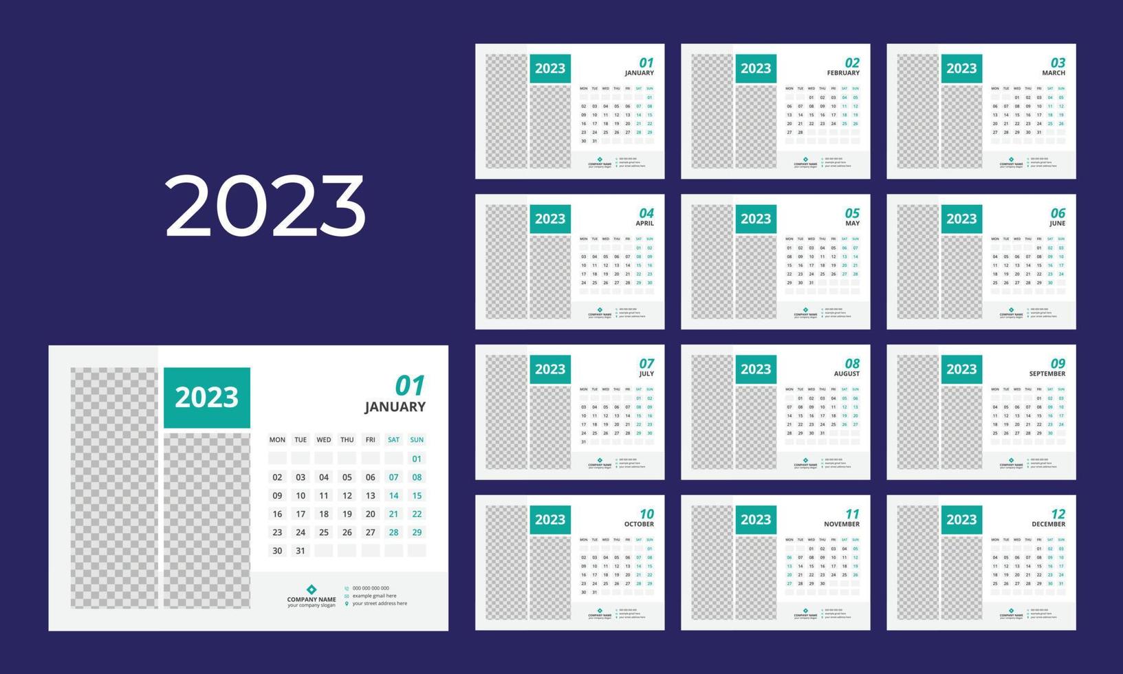 Desk Calendar 2023 Template vector