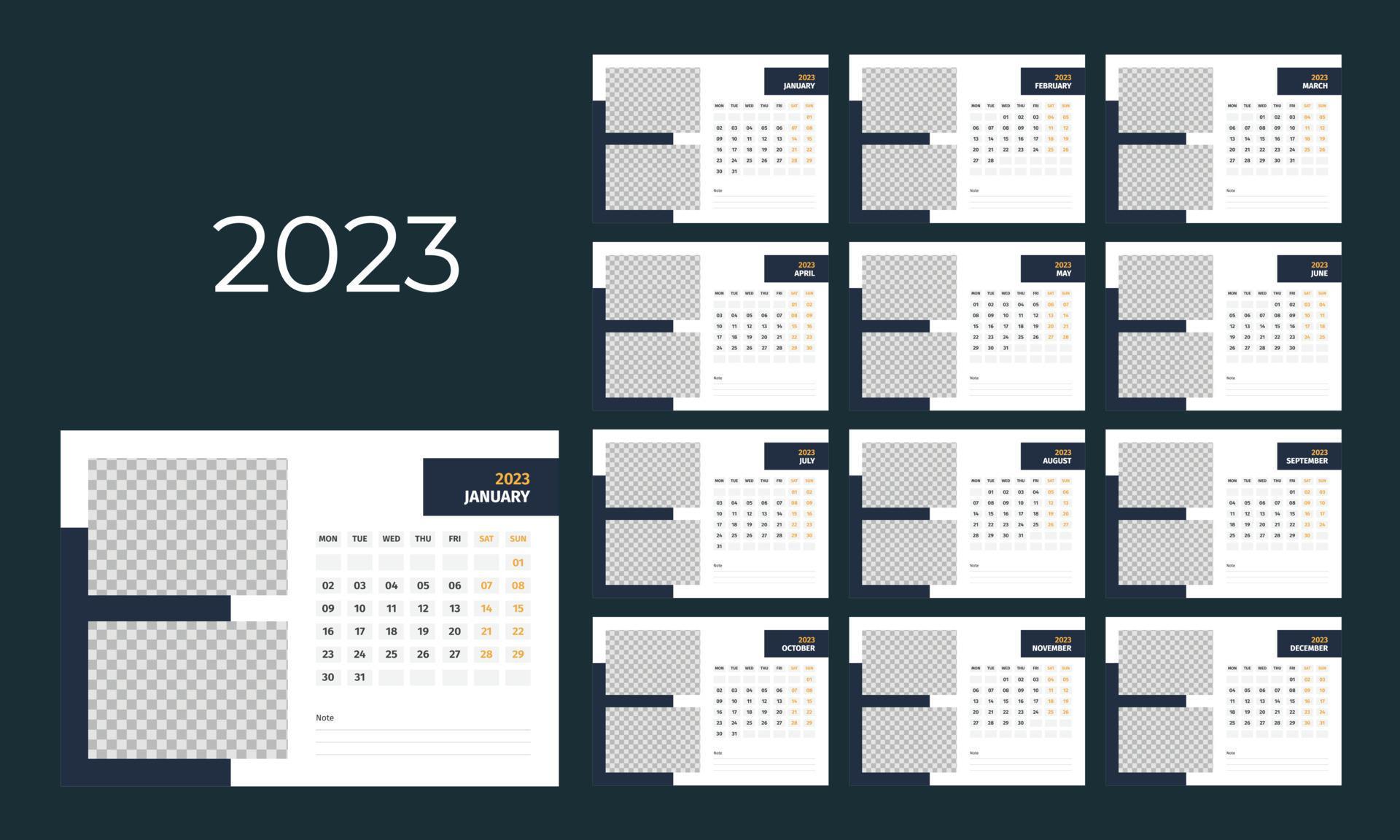 Desk Calendar 2023 Template 13345306 Vector Art at Vecteezy