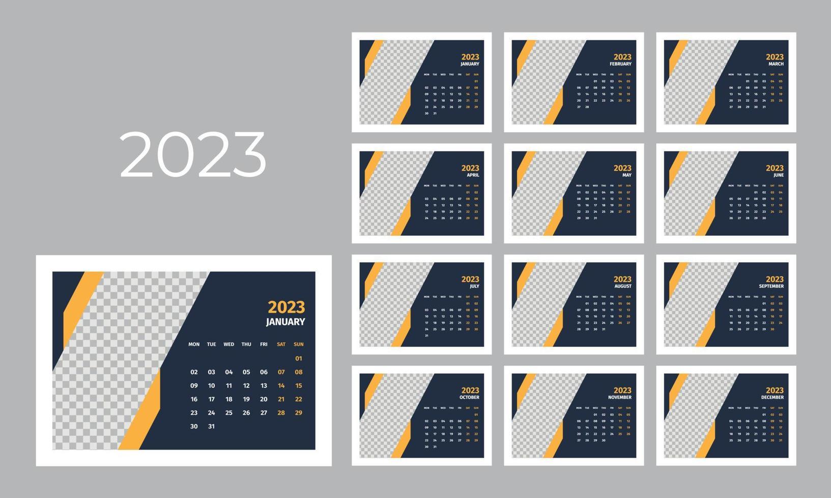 plantilla de calendario de escritorio 2023 vector