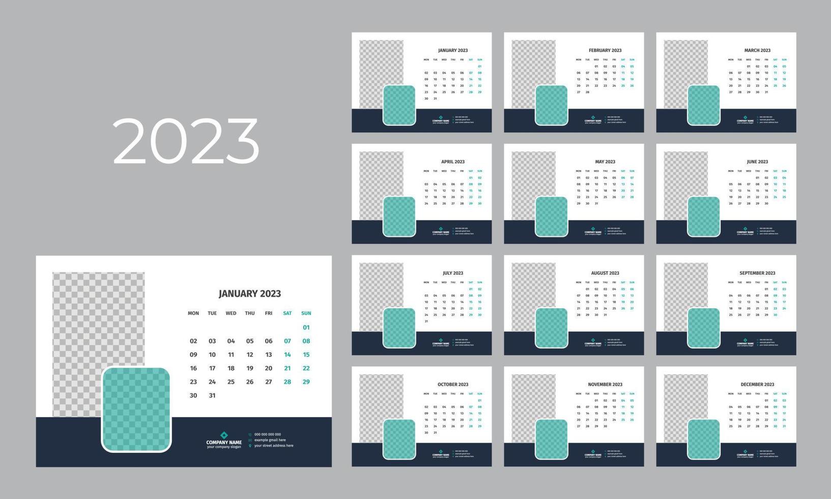 Desk Calendar 2023 Template vector