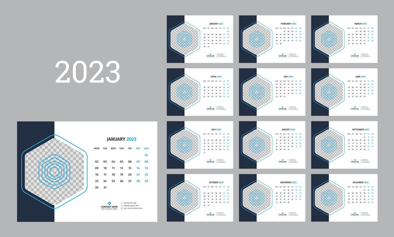 Desk Calendar 2023 Template vector