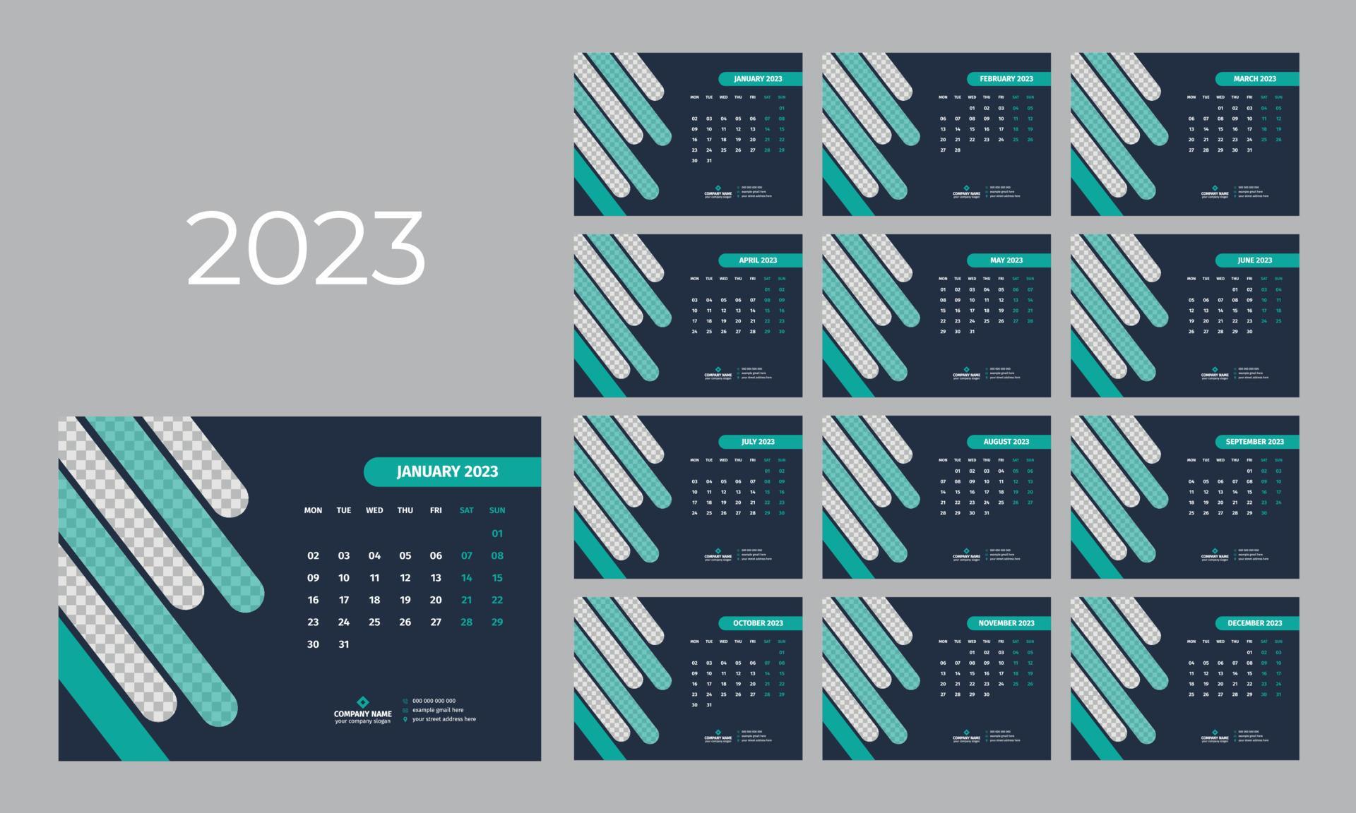 Desk Calendar 2023 Template 13345315 Vector Art at Vecteezy