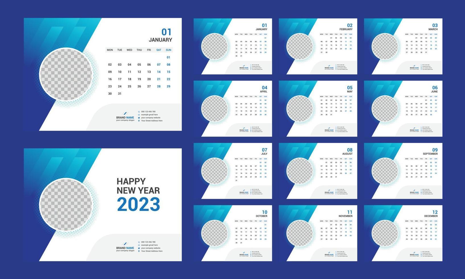 plantilla de calendario de escritorio 2023 vector