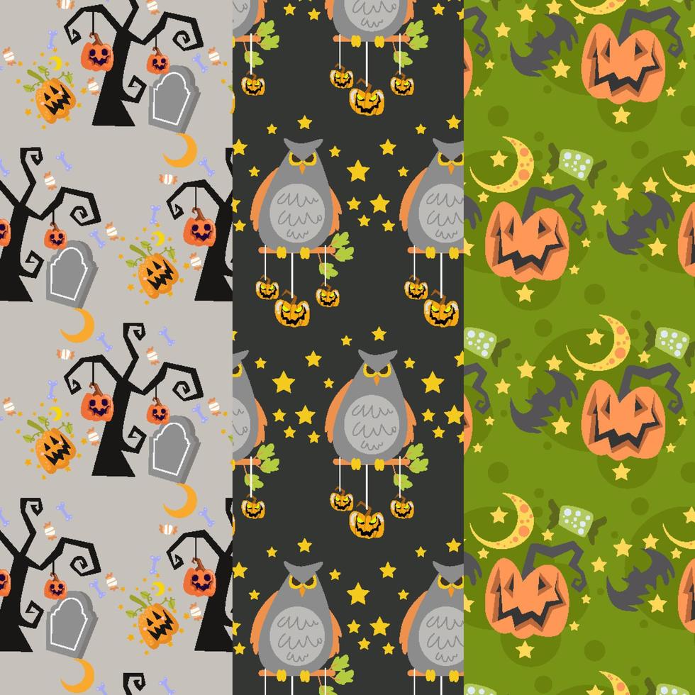 Collection of halloween patterns suitable for wallpaper vector