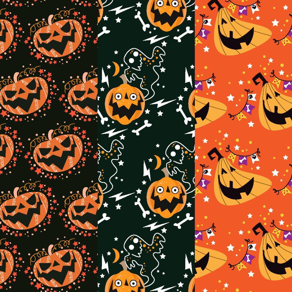 Collection of halloween patterns suitable for wallpaper vector