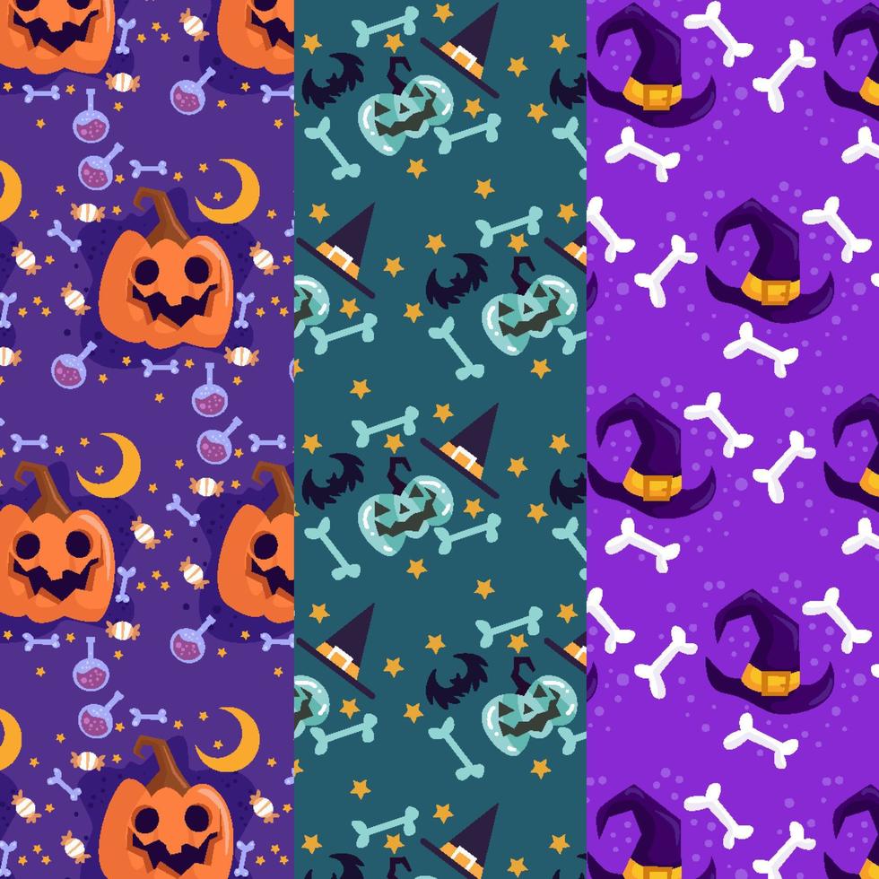 colección de patrones de halloween adecuados para papel tapiz vector