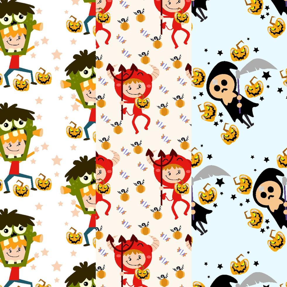 Collection of halloween patterns suitable for wallpaper vector