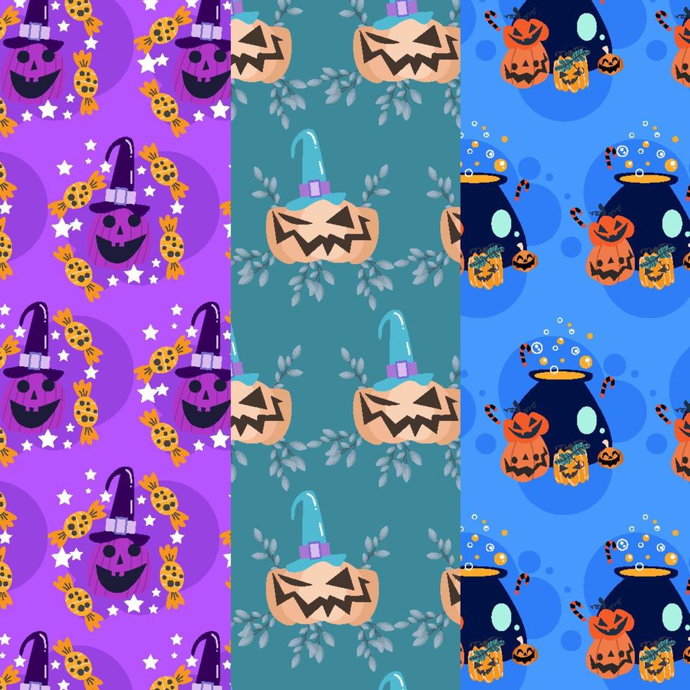 Collection of halloween patterns suitable for wallpaper vector