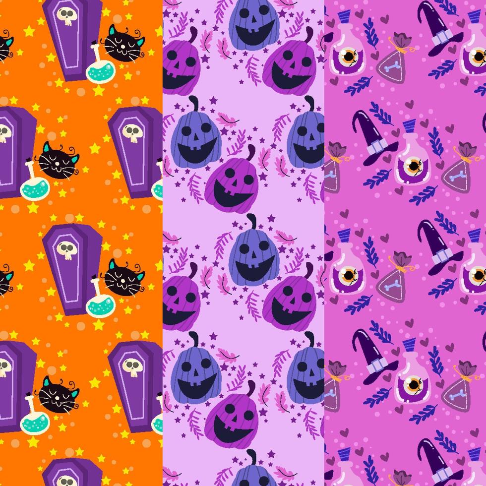 Collection of halloween patterns suitable for wallpaper vector