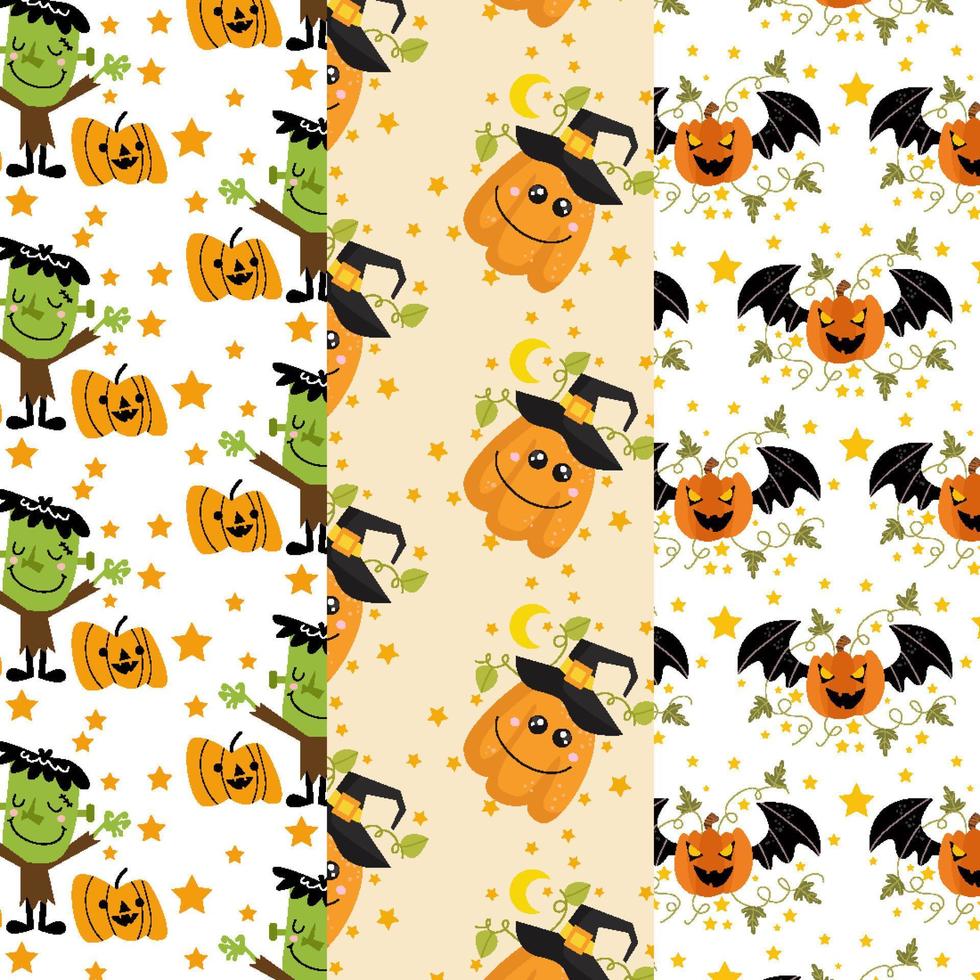 Collection of halloween patterns suitable for wallpaper vector