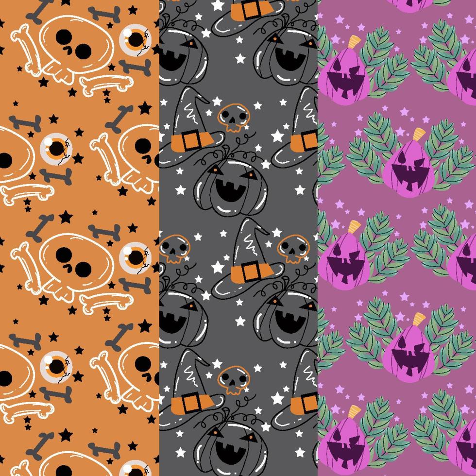 Collection of halloween patterns suitable for wallpaper vector