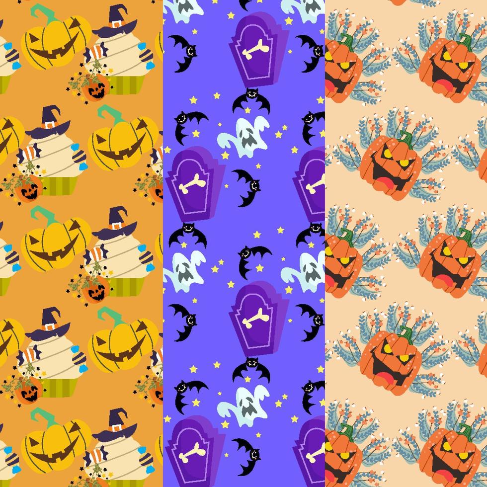 Collection of halloween patterns suitable for wallpaper vector