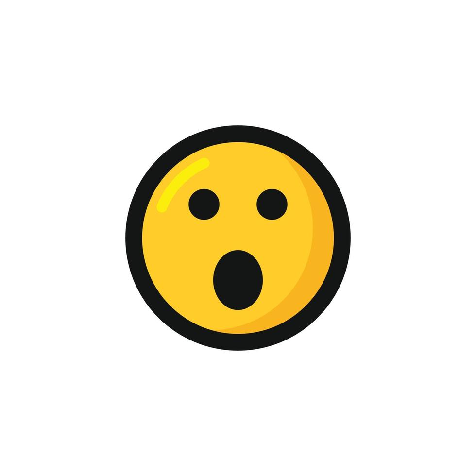 Surprised face emoticon icon vector