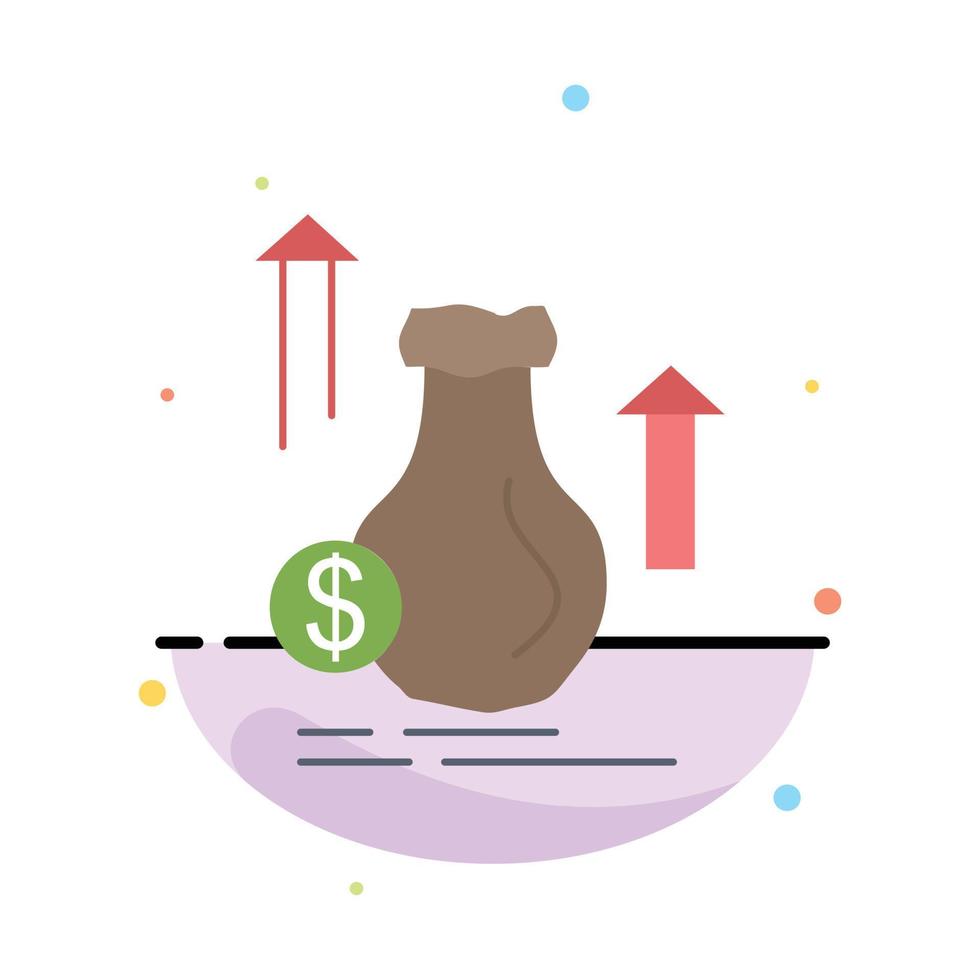 bolsa de dinero dólar crecimiento stock color plano icono vector