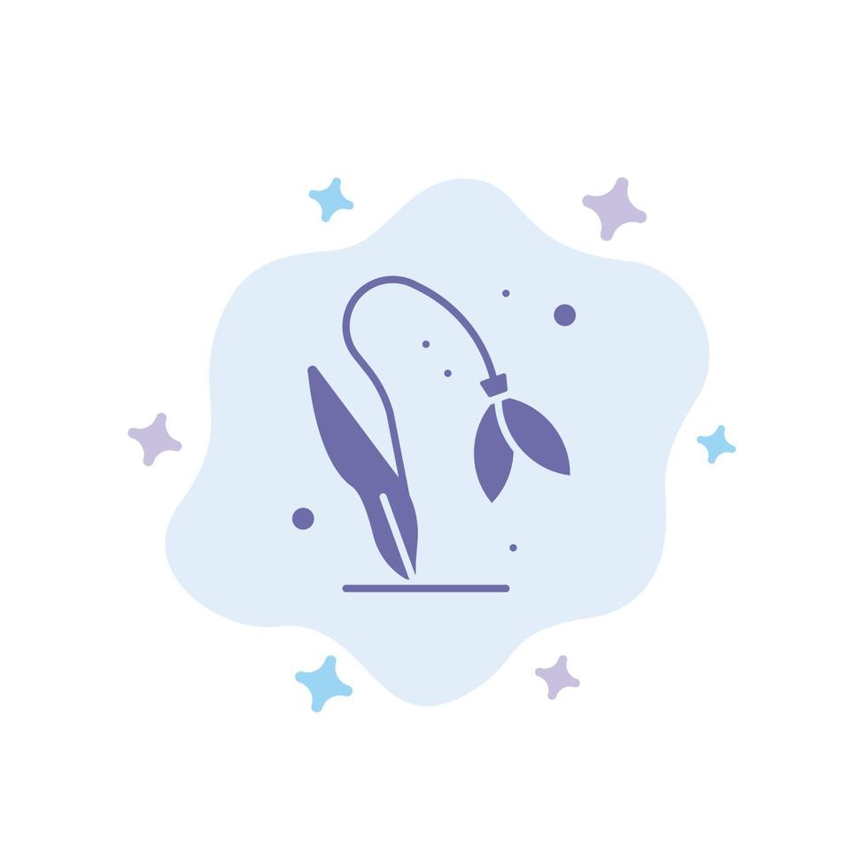 Flower Floral Nature Spring Blue Icon on Abstract Cloud Background vector