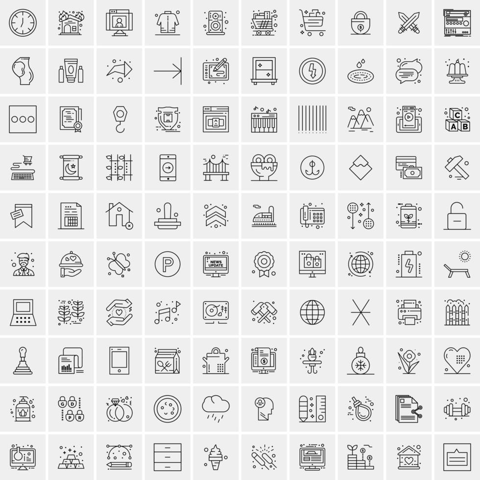 conjunto de 100 iconos de línea de negocios creativos vector