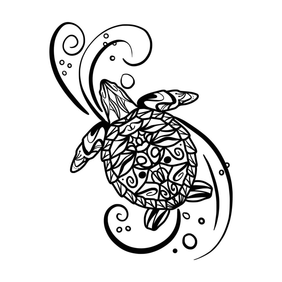 Sea turtle coloring page mandala design. print design. t-shirt design. vector