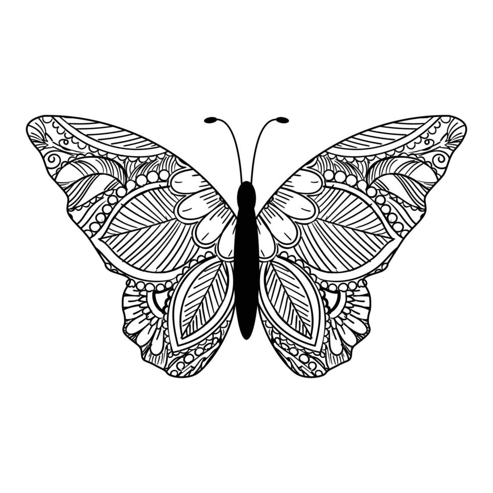 butterfly coloring page mandala design. print design. t-shirt design. vector