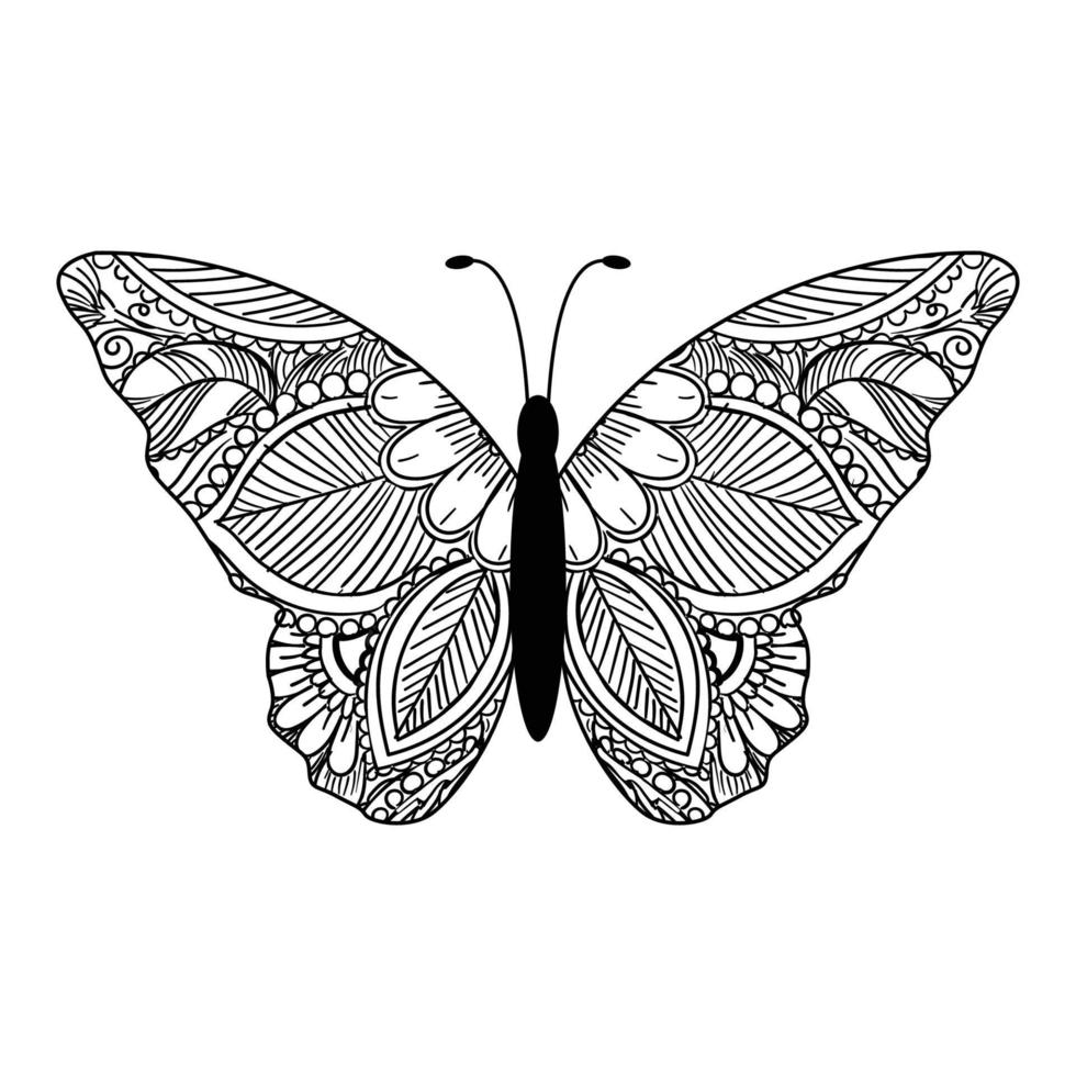 butterfly coloring page mandala design. print design. t-shirt design. vector