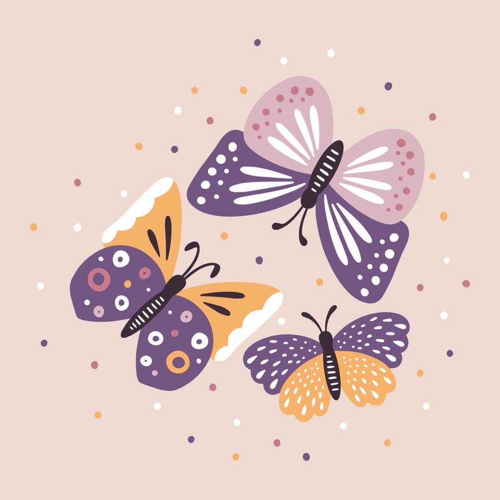 butterflies print beautiful and unique illustrations vector