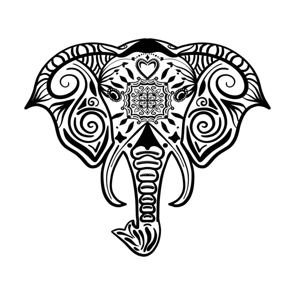 Elephant  coloring page mandala design. print design. t-shirt design. vector
