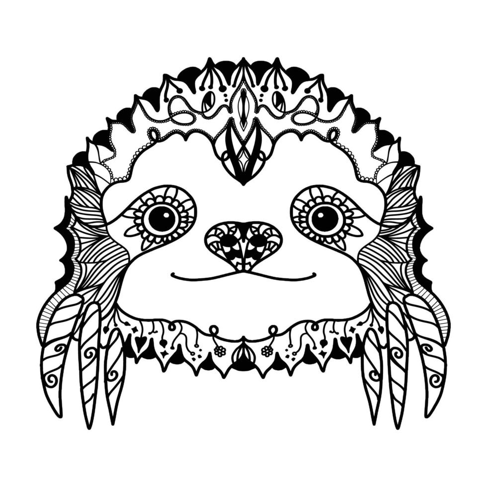 Sloth  coloring page mandala design. print design. t-shirt design. vector