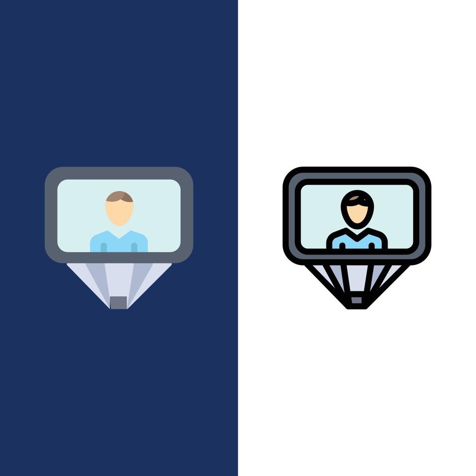 User Profile Id Login  Icons Flat and Line Filled Icon Set Vector Blue Background