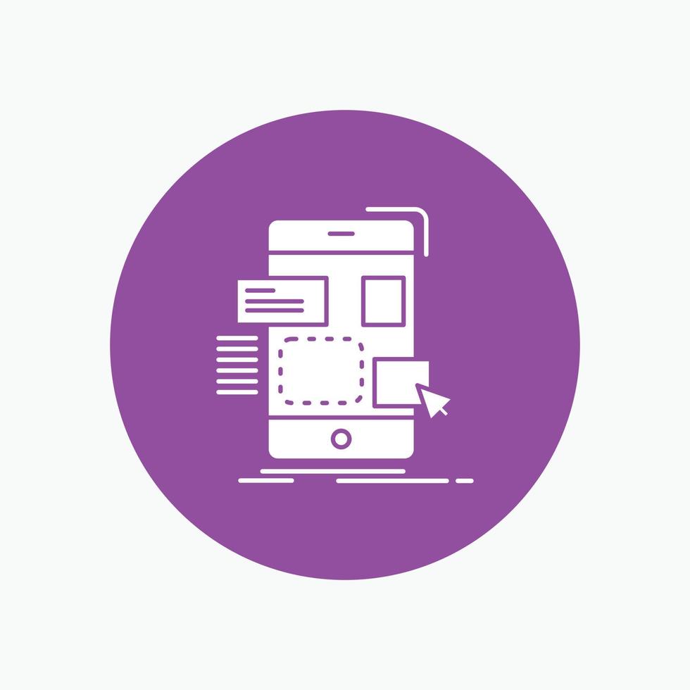 drag. mobile. design. ui. ux White Glyph Icon in Circle. Vector Button illustration
