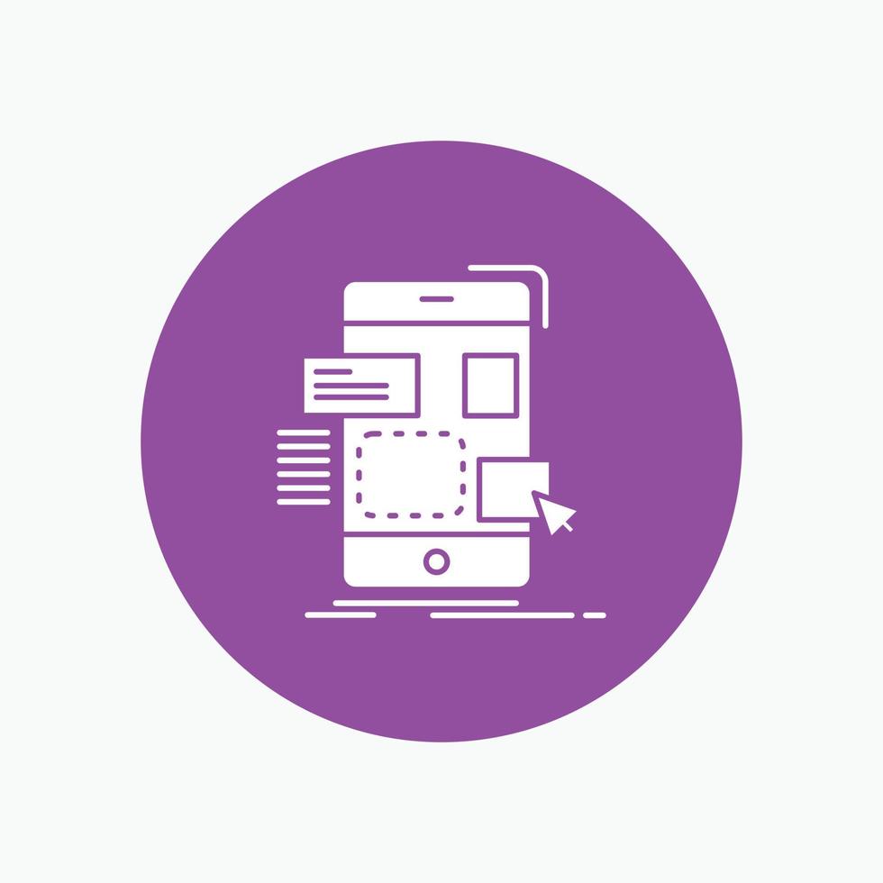 drag. mobile. design. ui. ux White Glyph Icon in Circle. Vector Button illustration